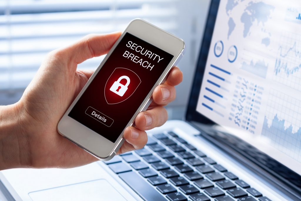 Phishing security breach on smart phone