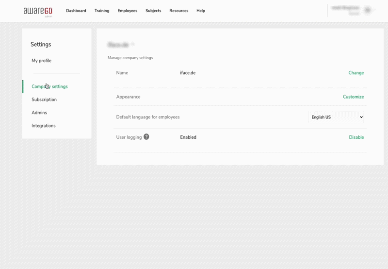 Animated photo showing how you connect AwareGO and Slack account to deliver cyber security awareness training through Slack.