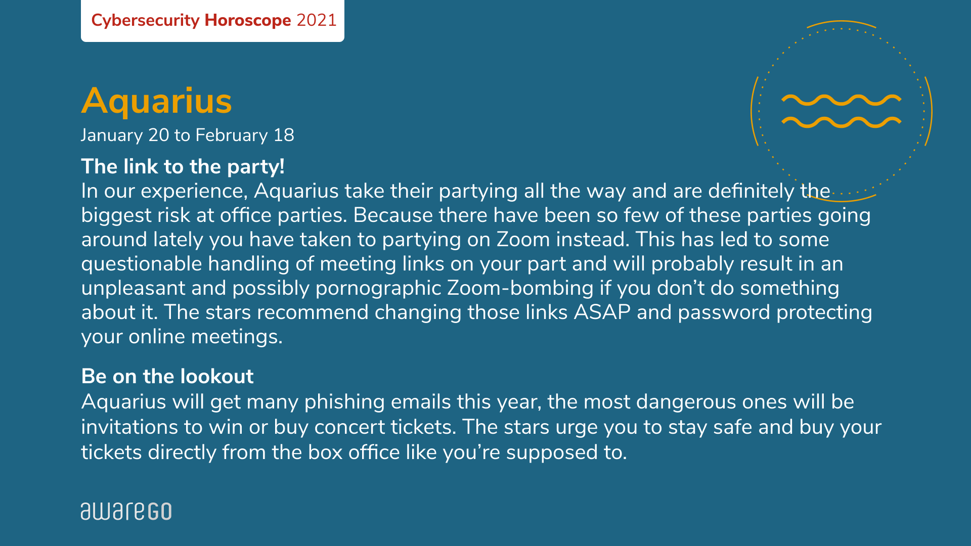 Aquarius Cybersecurity Horoscope 2021 by AwareGO